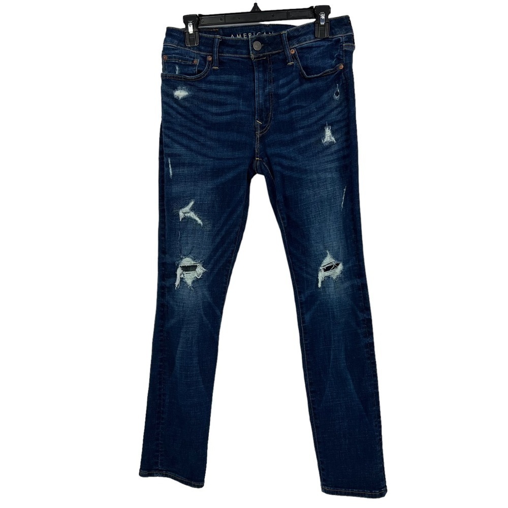 AMERICAN EAGLE Men’s Slim Blue Jeans Sz W30””/L30 Airflex + Stretch Distressed